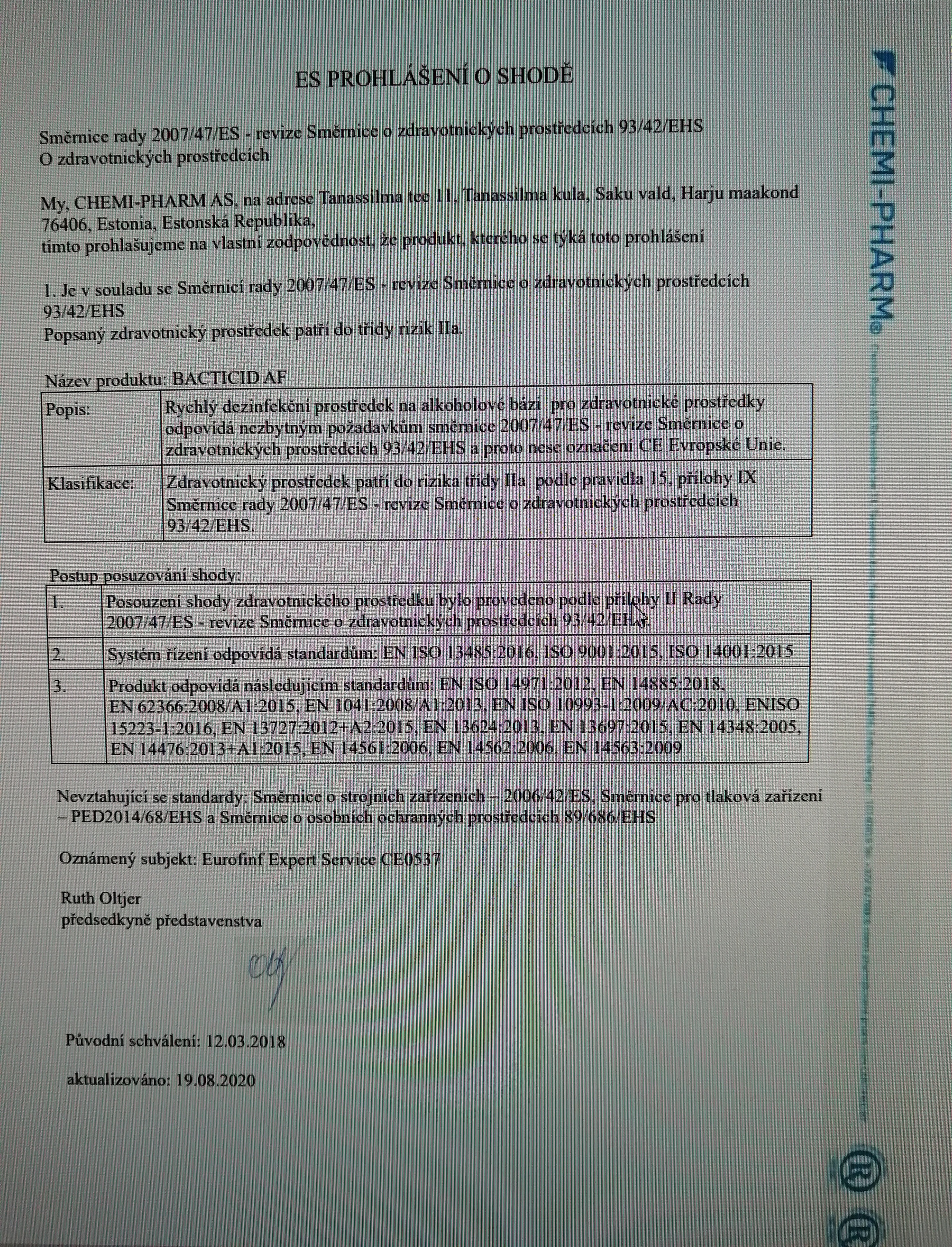 Bacticid AF 500ml spray, dezinfekce ploch - postřik alkohol